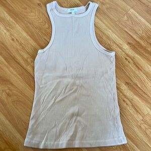 Agolde organic rib high neck tank nude medium